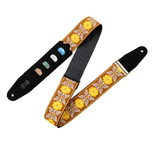 Levy's Original Hootenanny Series Guitar Strap - yellow (with pick holder) - MusicStreet