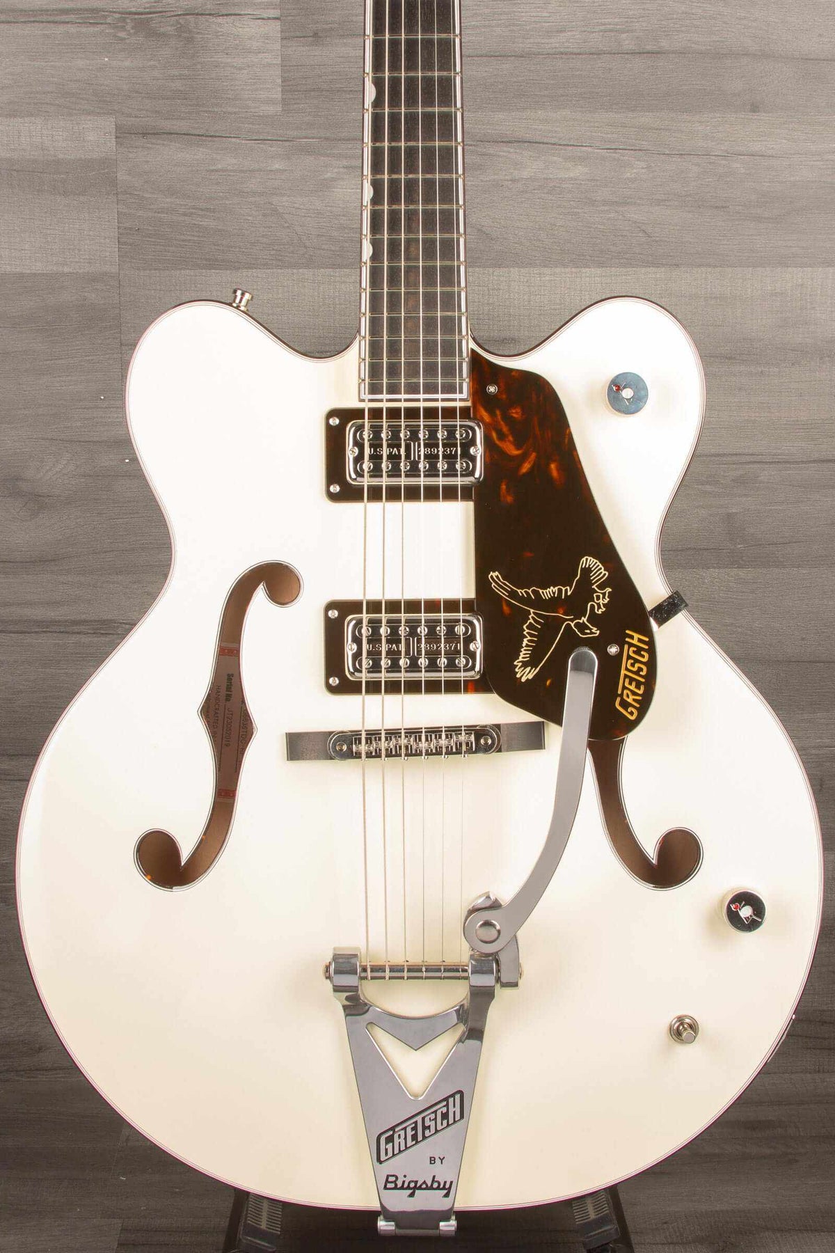 Gretsch G6636T-RF Richard Fortus Signature Falcon™ Center Block Electric Guitar with String-Thru Bigsby®, Ebony Fingerboard - Vintage White