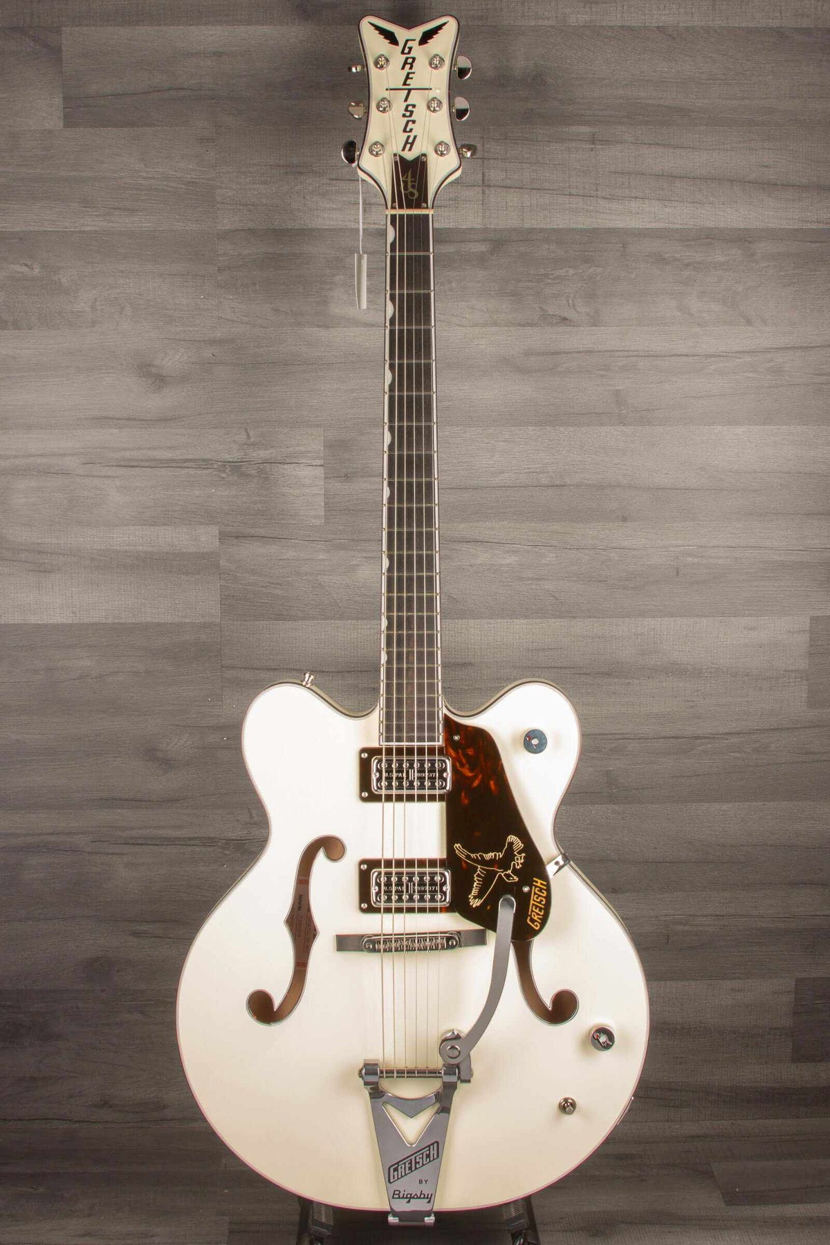 Gretsch G6636T-RF Richard Fortus Signature Falcon™ Center Block Electric Guitar with String-Thru Bigsby®, Ebony Fingerboard - Vintage White