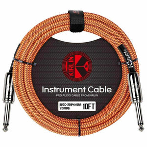 KIRLIN FABRIC 10' STRAIGHT ORANGE 10 Ft cable - Set Up by MusicStreet