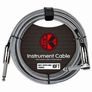 KIRLIN FABRIC 10' STRAIGHT - ANGLED BLACK 10 Ft cable - Set Up by MusicStreet