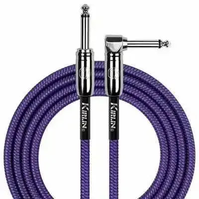 KIRLIN FABRIC 20' ANGLED / STRAIGHT 20 Ft cable Purple with high-quality 1/4" mono plugs.