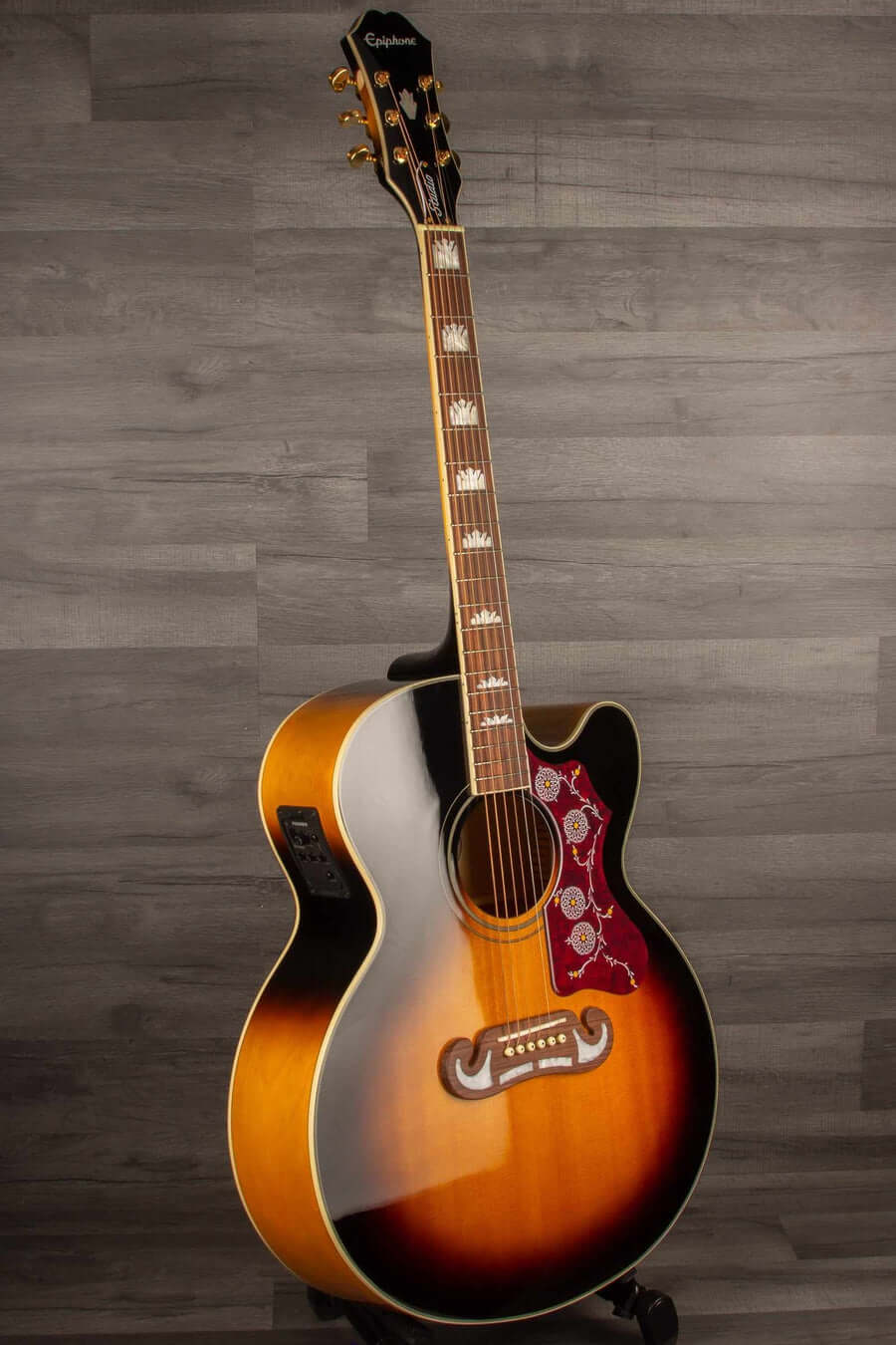 Epiphone J200 EC Studio Solid Top, Fishman Sonitone - Vintage Sunburst - Acoustic Guitar