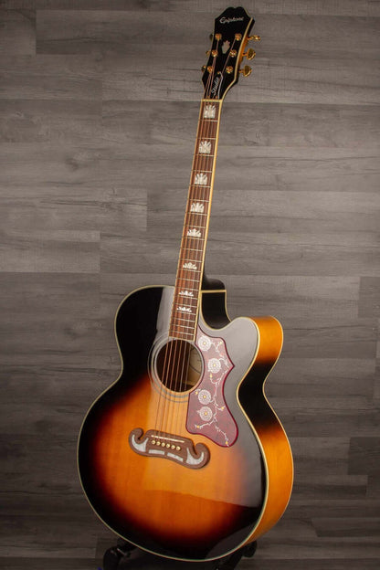 Epiphone J200 EC Studio Solid Top, Fishman Sonitone - Vintage Sunburst - Acoustic Guitar
