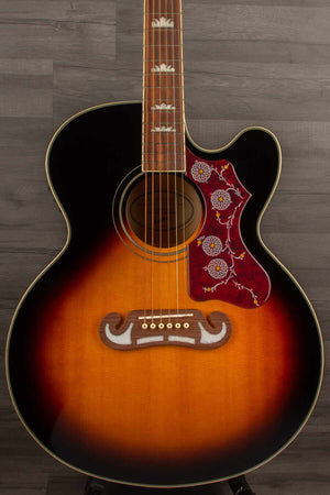 Epiphone J200 EC Studio Solid Top, Fishman Sonitone - Vintage Sunburst - Acoustic Guitar - Set Up by MusicStreet