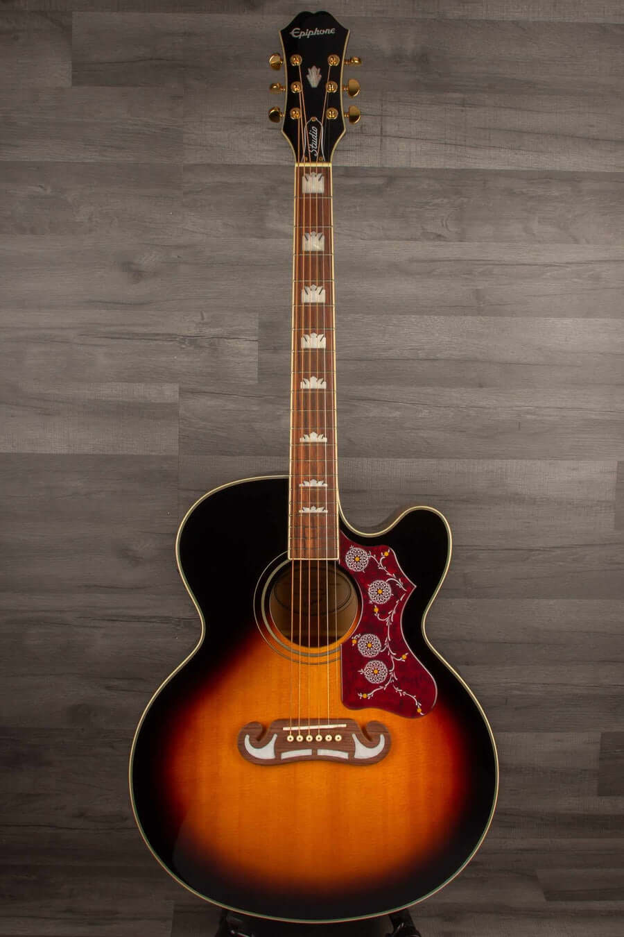 Epiphone J200 EC Studio Solid Top, Fishman Sonitone - Vintage Sunburst - Acoustic Guitar