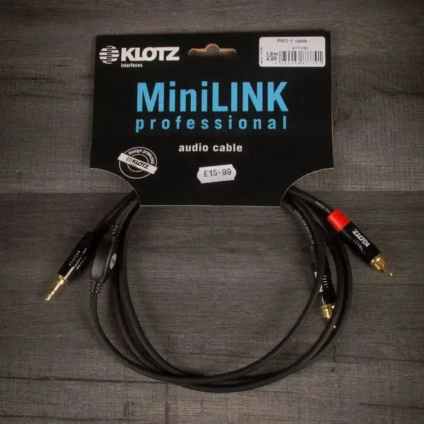 Klotz Y-Cable 3.5mm Twin RCA Cable -1.5m