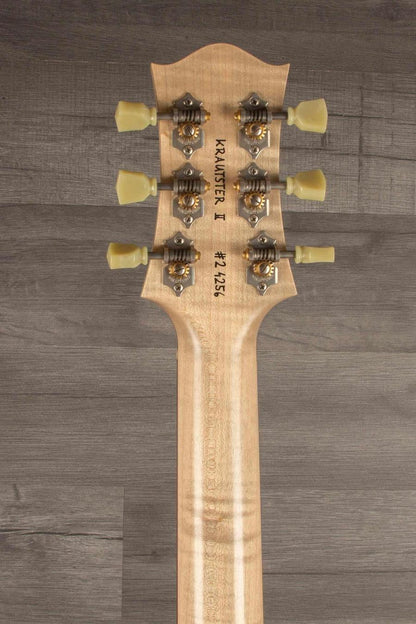 Used Nik Huber Krauster II guitar headstock detailing the quality craftsmanship and vintage aesthetic.