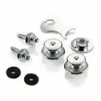 Loxx Strap Locks - Chrome set including hardware for secure guitar strap attachment.
