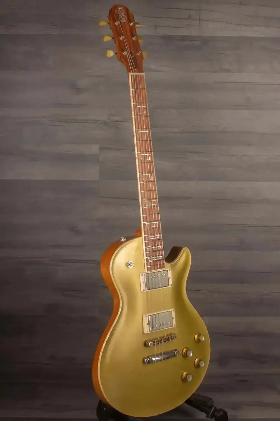 Patrick James Eggle Macon Carved Top Electric Guitar - Gold Top, Santos Rosewood Neck s#30913