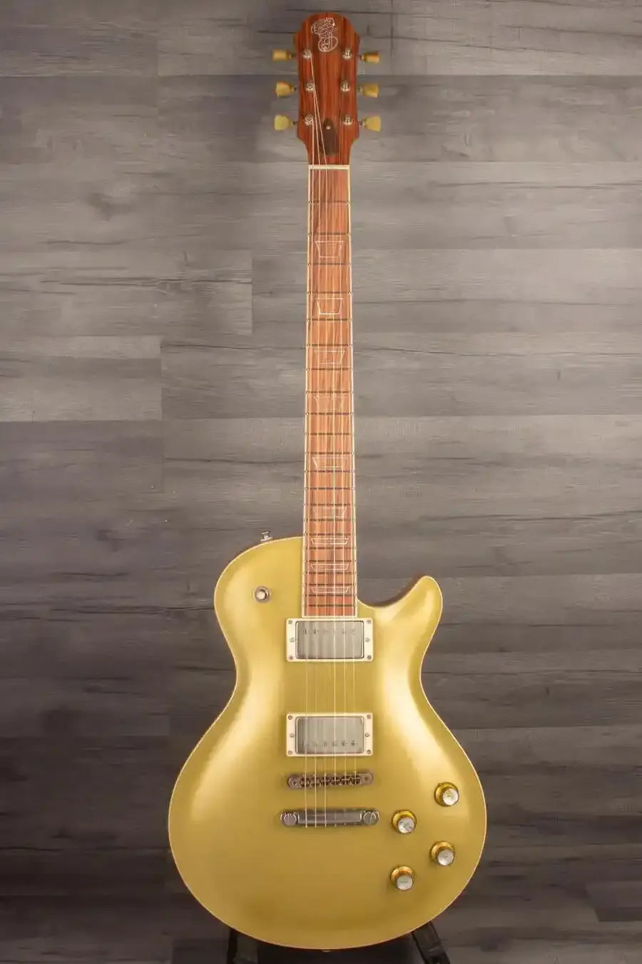Patrick James Eggle Macon Carved Top Electric Guitar - Gold Top, Santos Rosewood Neck s#30913