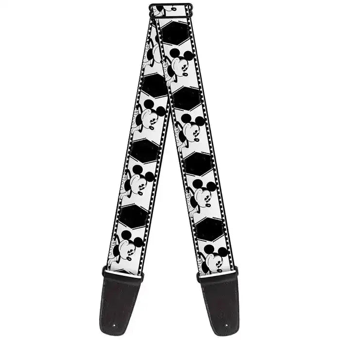 Buckle Down Mickey Film Strip White/Black Guitar Strap