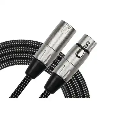 KIRLIN MIC LEAD XLR (M) TO XLR ( F) WOVEN 20FT microphone cable with silver connectors and woven design.