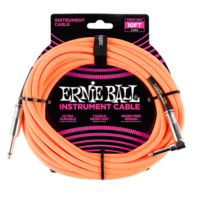Ernie Ball Angled Guitar Cable Neon Orange - 10 Ft
