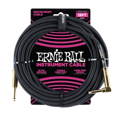 Ernie Ball Angled Guitar Cable Black - 18 Ft