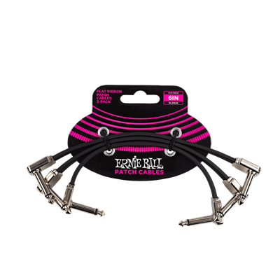 Ernie Ball 6” Flat Ribbon Patch Cable 3-Pack Black