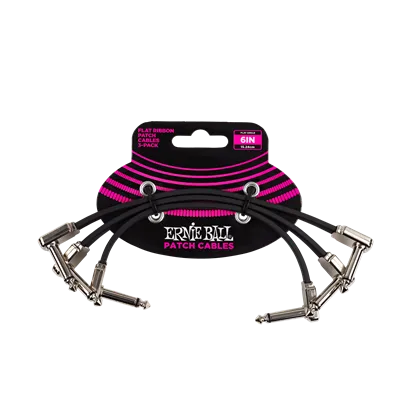 Ernie Ball 6” Flat Ribbon Patch Cable 3-Pack Black