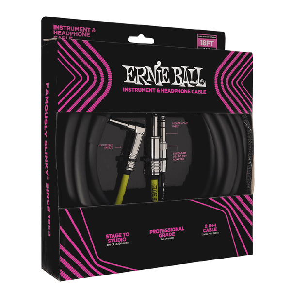 Ernie Ball Instrument & Headphone cable 18ft