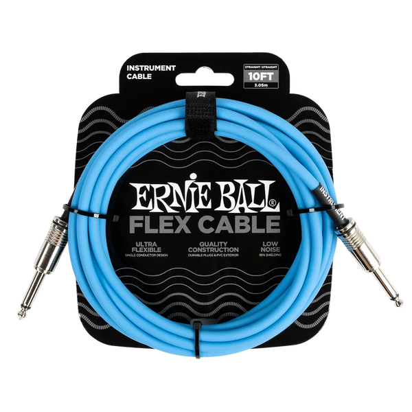 Ernie Ball FLEX INSTR CABLE STRT/STRT 10FT - BLUE - MusicStreet