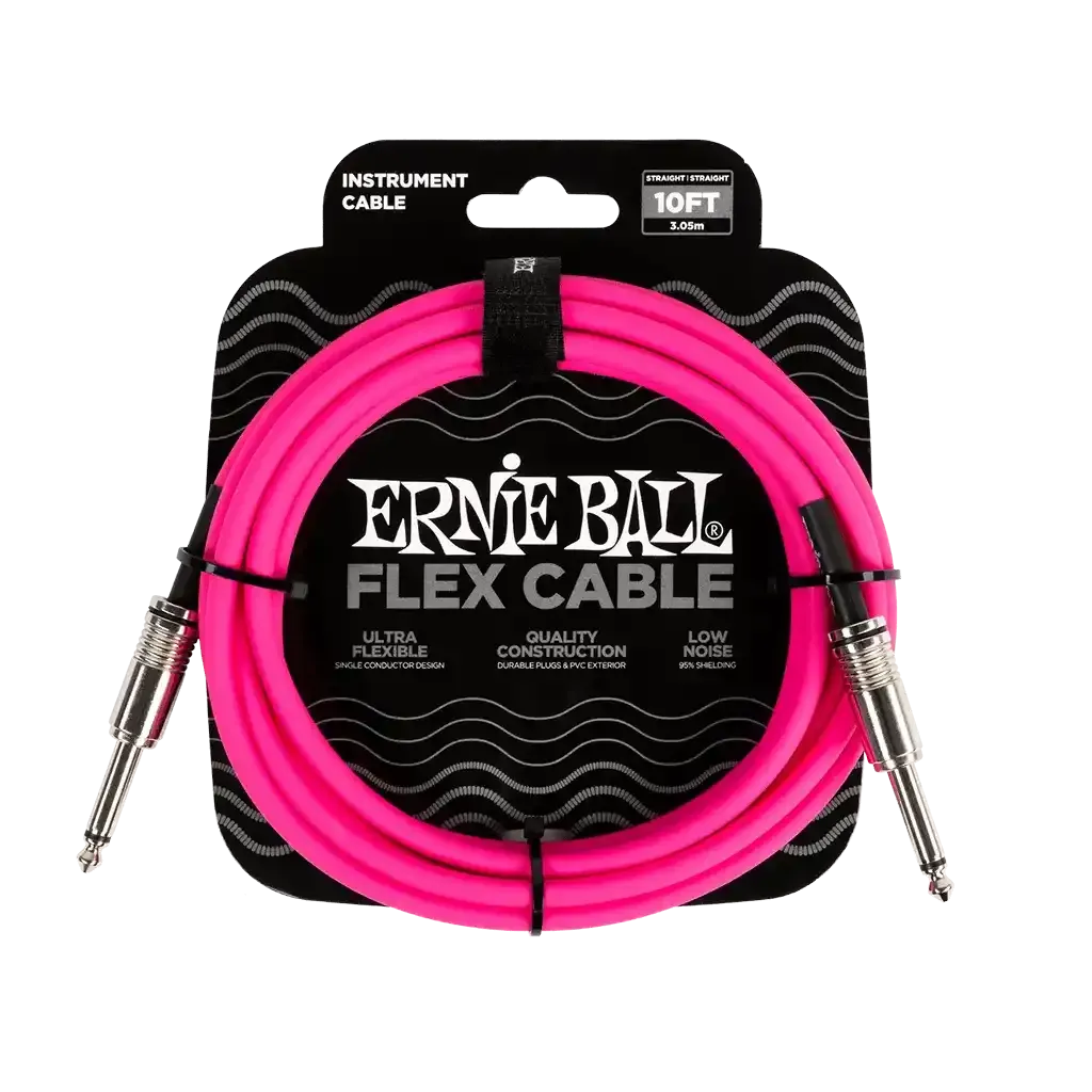 Ernie Ball Flex Instrument Cable Straight/Straight 10ft - Pink