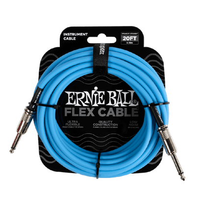 Ernie Ball FLEX INSTR CABLE STRT/STRT 20FT - BLUE