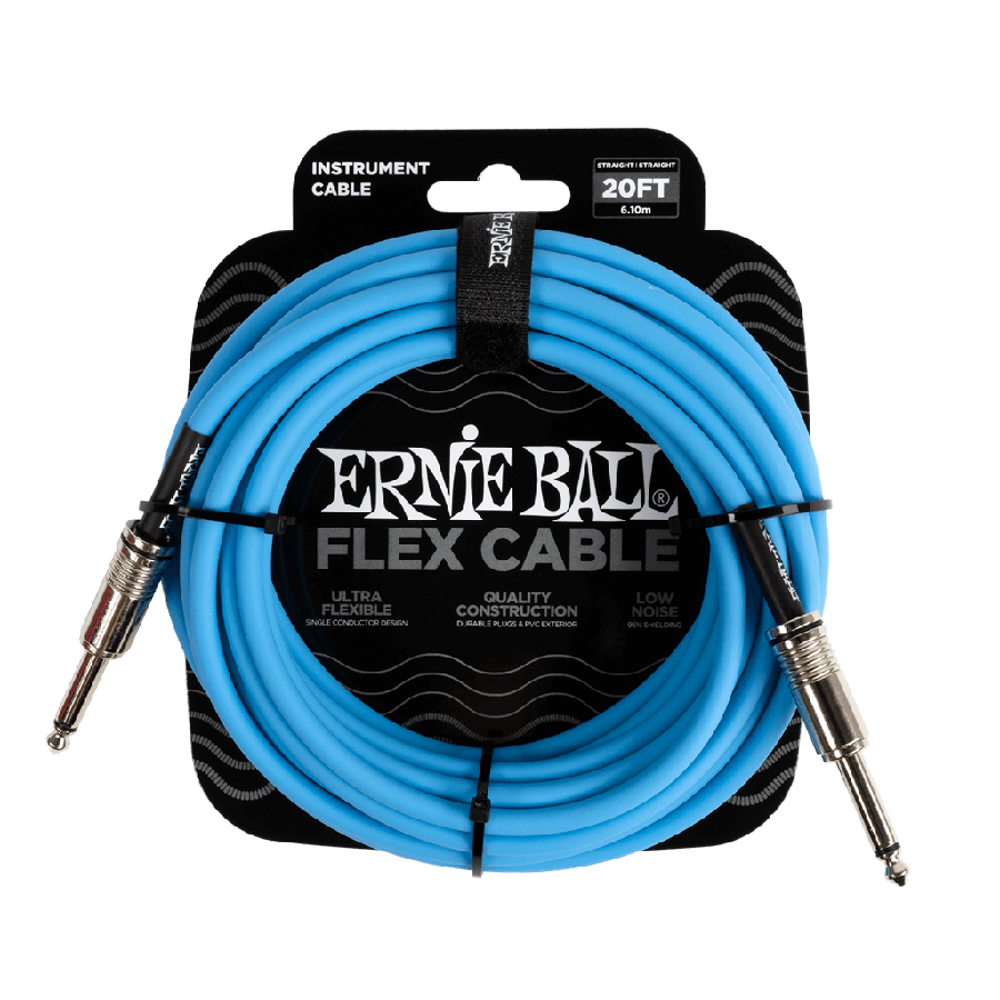 Ernie Ball FLEX INSTR CABLE STRT/STRT 20FT - BLUE