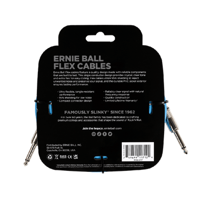 Ernie Ball FLEX INSTR CABLE STRT/STRT 20FT - BLUE