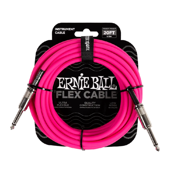 Ernie Ball FLEX INSTR CABLE STRT/STRT 20FT - PINK - MusicStreet