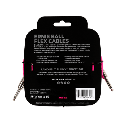 Ernie Ball FLEX INSTR CABLE STRT/STRT 20FT - PINK