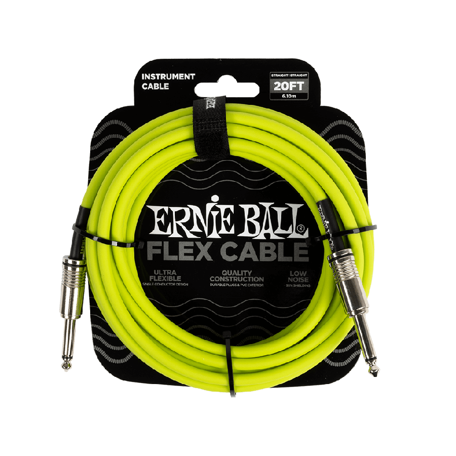 Ernie Ball FLEX INSTR CABLE STRT/STRT 20FT - GREEN