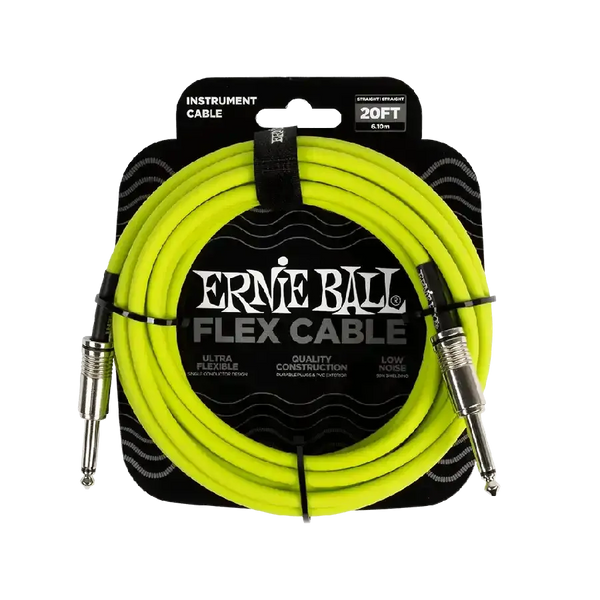Ernie Ball FLEX INSTR CABLE STRT/STRT 20FT - GREEN - MusicStreet