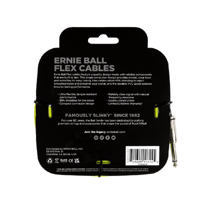 Ernie Ball FLEX INSTR CABLE STRT/STRT 20FT - GREEN