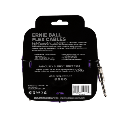Ernie Ball FLEX INSTR CABLE STRT/STRT 20FT - PURPLE