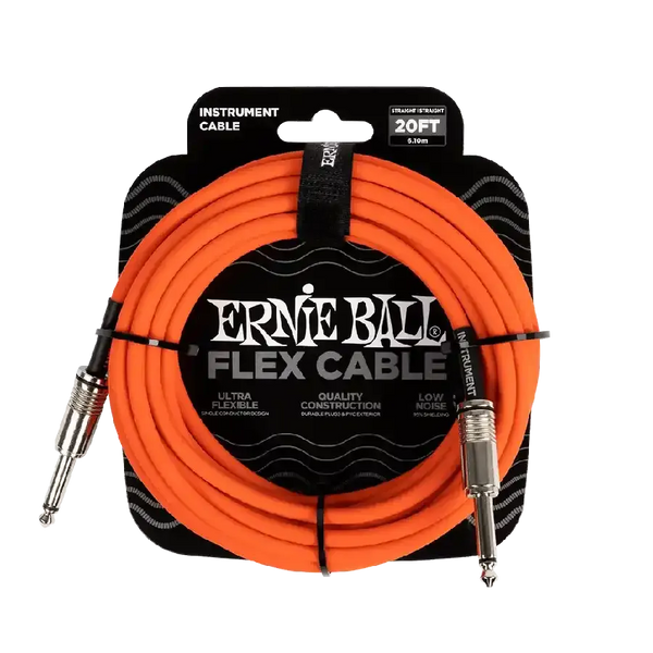 Ernie Ball FLEX INSTR CABLE STRT/STRT 20FT - ORANGE - MusicStreet