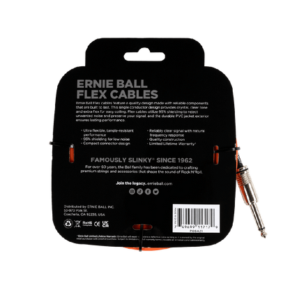 Ernie Ball FLEX INSTR CABLE STRT/STRT 20FT - ORANGE
