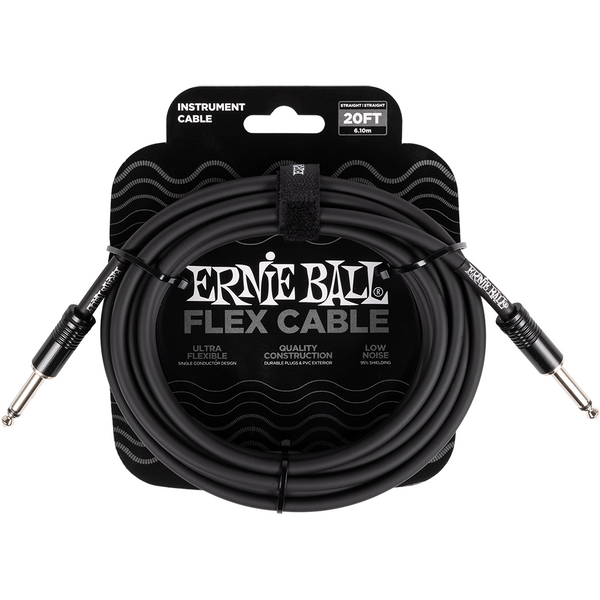 Ernie Ball FLEX INSTR CABLE STRT/STRT 20FT - BLACK