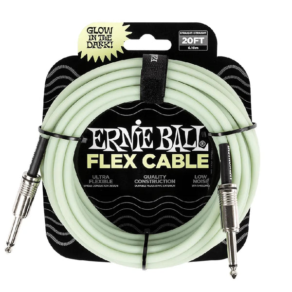 Ernie Ball FLEX INSTR CABLE STRT/STRT 20FT - GLOW IN DARK - MusicStreet