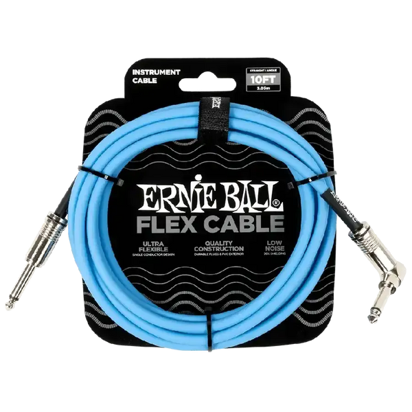 Ernie Ball FLEX INSTR CABLE STRT/ANGLE 10FT - BLUE - MusicStreet