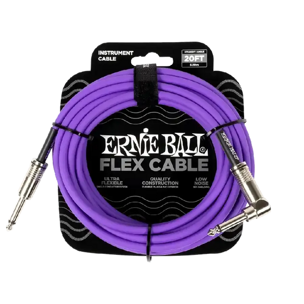 Ernie Ball FLEX INSTR CABLE STRT/ANGLE 20FT - PURPLE - MusicStreet
