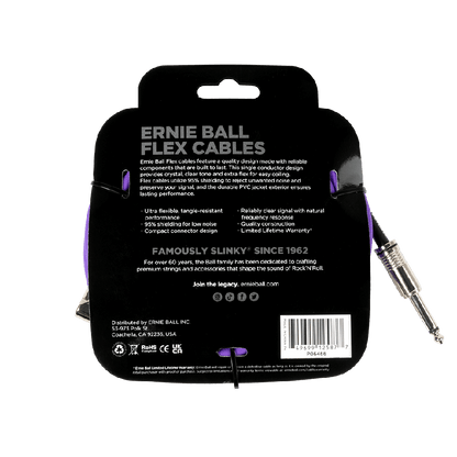 Ernie Ball FLEX INSTR CABLE STRT/ANGLE 20FT - PURPLE