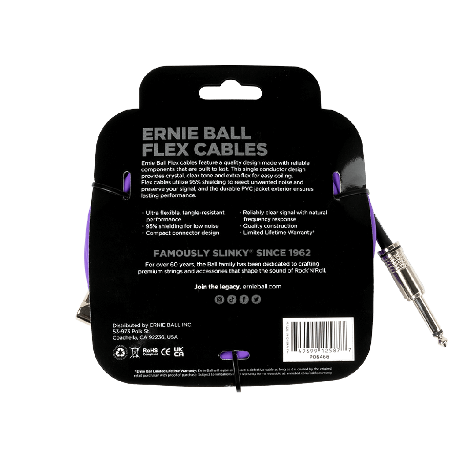 Ernie Ball FLEX INSTR CABLE STRT/ANGLE 20FT - PURPLE