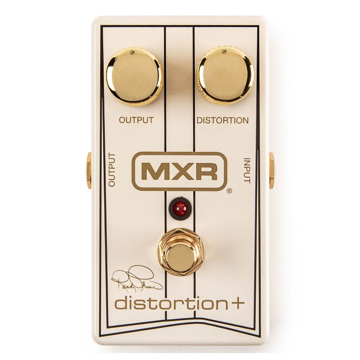 MXR RANDY RHOADS MXR® SPECIAL EDITION DISTORTION+ guitar effects pedal with output and distortion controls.