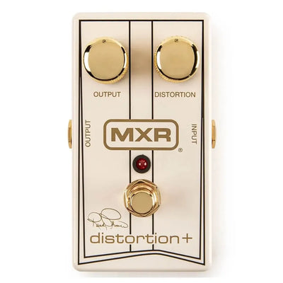 MXR RANDY RHOADS MXR® SPECIAL EDITION DISTORTION+ pedal with gold knobs and vintage design.
