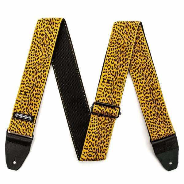 Dunlop Strap - Jacquard Leopardskin - Guitar Strap with unique leopard pattern and strong black ends.
