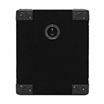 Markbass New York 121 Bass Speaker Cab back view, featuring level control knob and robust protective corners.