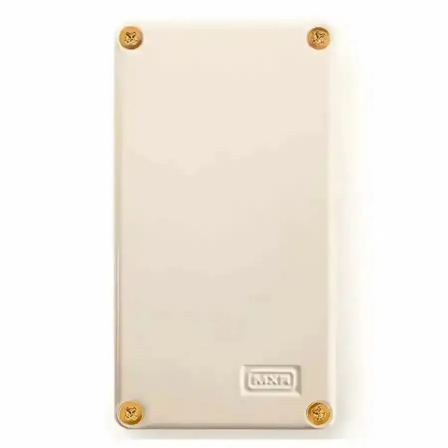 MXR RANDY RHOADS MXR® SPECIAL EDITION DISTORTION+ pedal rear view with gold screws and logo.