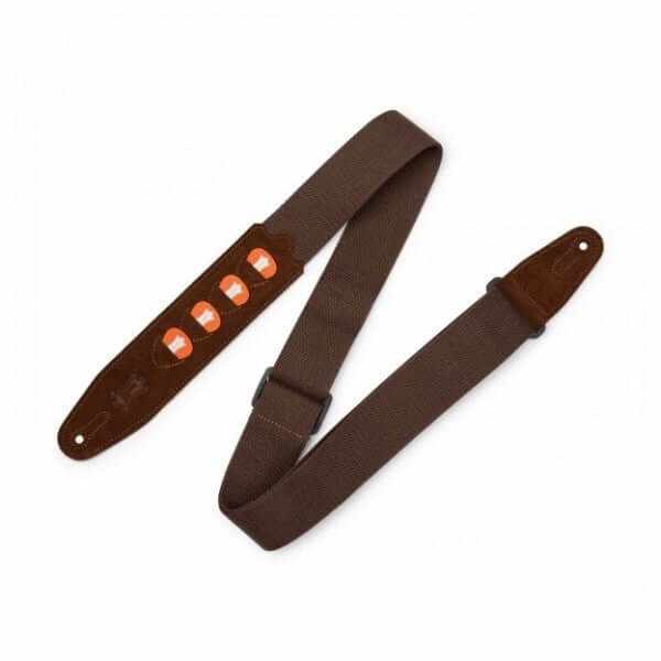 Levy's PickPocket Cotton w Suede Ends - Brown - Guitar Strap
