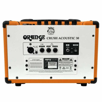 Back view of the Orange Crush Acoustic 30 1x10 Acoustic Combo with inputs and controls.