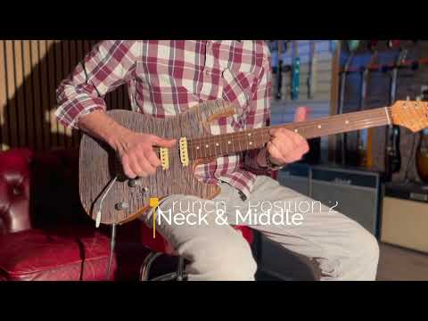 Patrick James Eggle '96 Carve Top Electric Guitar - Threadbare Denim Finish, Maple Body, Roasted Maple Neck