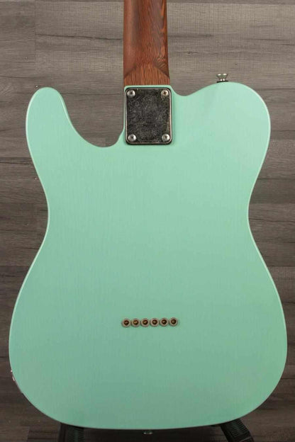Back view of the Schecter Nick Johnson USA PT Wembley in Atomic Green with a nitro finish for vintage aesthetics.